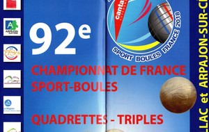 92 ème CHAMPIONNAT DE FRANCE SPORT BOULES