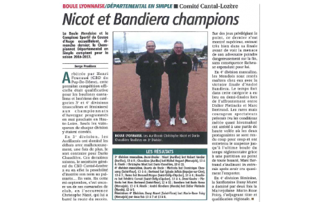 Christophe Nicot champion du Cantal-Lozère en simple( 3ème Division)