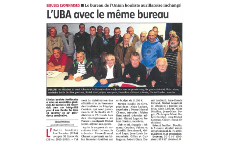 Le bureau de l'UBA inchangé