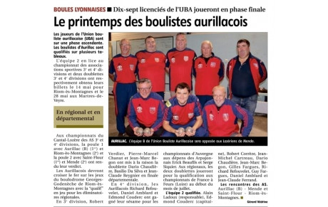 FINALE DES AS de 3ème et 4 ème divisions - Union bouliste Aurillacoise championne 