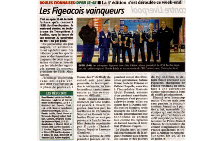 LA MONTAGNE - 10 AVRIL 2018 - BOULES LYONNAISES / OPEN 15-48